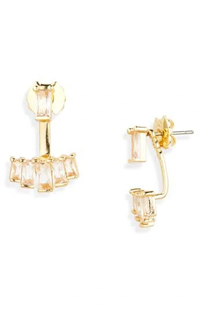 Nordstrom Rack Baguette Cubic Zirconia Front/back Earrings In Gold