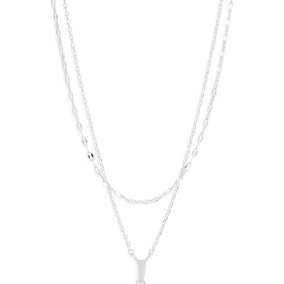 Nordstrom Rack Baguette Cubic Zirconia Pendant Layered Necklace In Silver