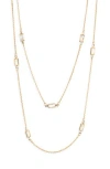 Nordstrom Rack Baguette Cubic Zirconia Station Layered Necklace In Gold