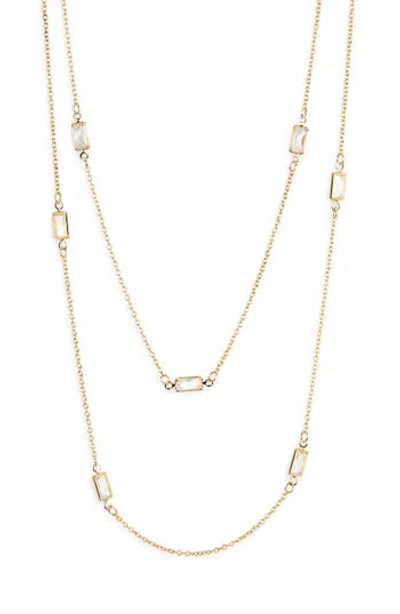 Nordstrom Rack Baguette Cubic Zirconia Station Layered Necklace In Gold