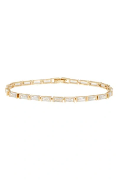 Nordstrom Rack Baguette Cubic Zirconia Tennis Bracelet In Clear- Gold