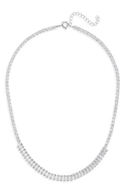 Nordstrom Rack Baguette Cz Tennis Necklace In Silver
