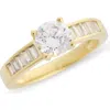 Nordstrom Rack Baguette Flanked Cubic Zirconia Solitaire Ring In Gold