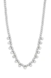 Nordstrom Rack Ball Chain Bezel Drop Necklace In Clear- Silver