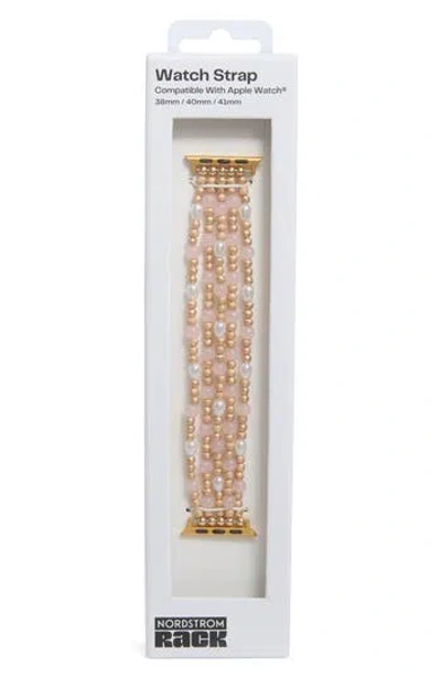Nordstrom Rack Bead & Faux Pearl Apple Watch® Watchband In Gold