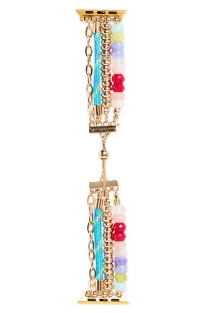 Nordstrom Rack Beaded Chain Apple Watch® Watchband In Gold