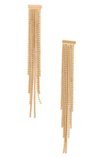 Nordstrom Rack Beaded Chain Fringe Earrings In Gold