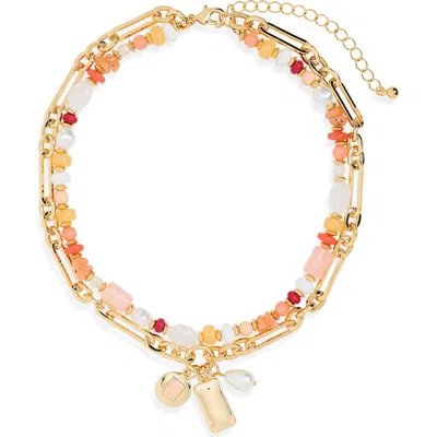 Nordstrom Rack Beaded Charm Necklace In Pink