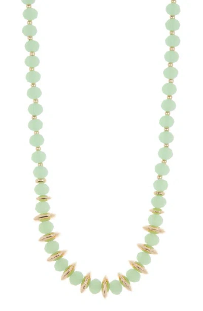Nordstrom Rack Beaded Collar Necklace In Green- Gold