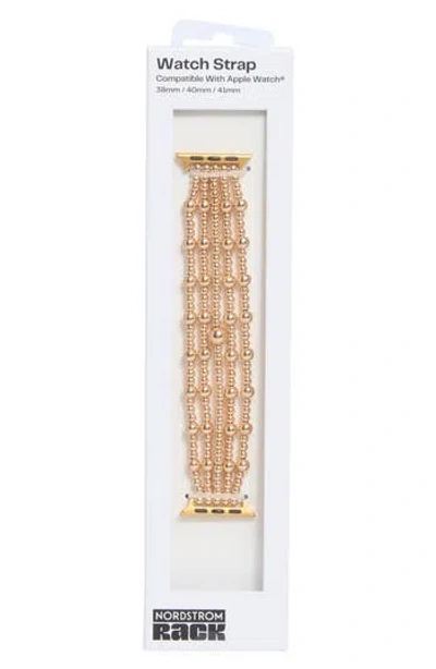 Nordstrom Rack Beaded Multistrand Apple Watch® Watchband In Gold