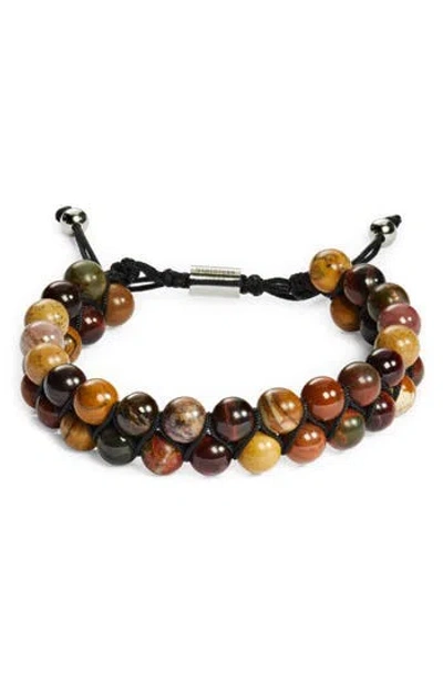 Nordstrom Rack Beaded Slider Bracelet In Brown Multi- Black