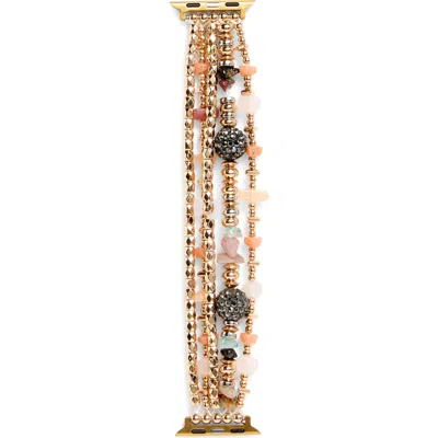Nordstrom Rack Beaded Smart Watch Strap In Gold