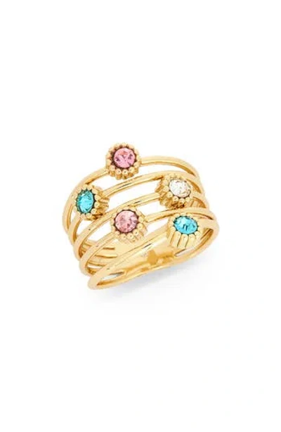 Nordstrom Rack Bezel Crystal Layered Band Ring In Gold