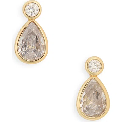 Nordstrom Rack Bezel Cubic Zirconia Teardrop Earrings In Gold