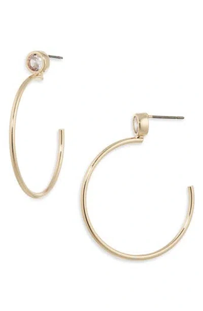 Nordstrom Rack Bezel Cubic Zirconia Thin Hoop Earrings In Gold