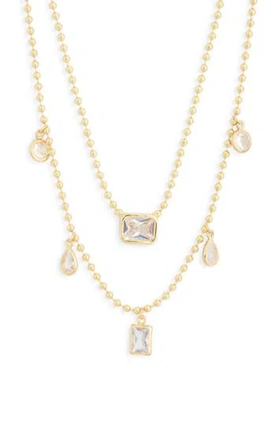 Nordstrom Rack Bezel Cz Charm Layered Necklace In Gold