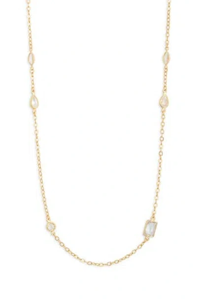 Nordstrom Rack Bezel Cz Station Chain Necklace In Gold