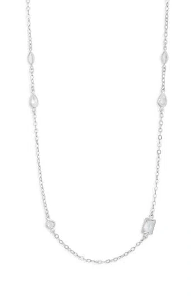 Nordstrom Rack Bezel Cz Station Chain Necklace In Metallic