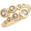 Nordstrom Rack Bezel Round Cubic Zirconia Bypass Ring In Gold