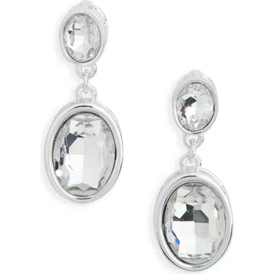 Nordstrom Rack Bezel Set Crystal Drop Earrings In Silver
