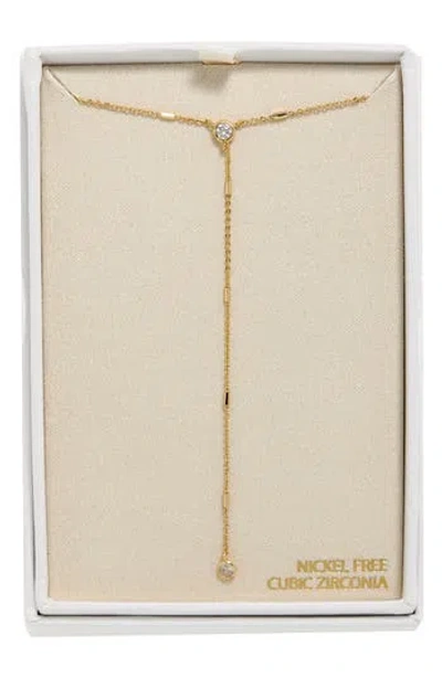 Nordstrom Rack Bezel Set Cubic Zirconia Station Y-necklace In Gold