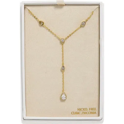 Nordstrom Rack Bezel Set Cubic Zirconia Station Y-necklace In Gold