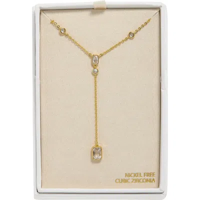 Nordstrom Rack Bezel Set Cubic Zirconia Y-necklace In Gold