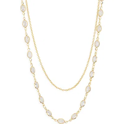 Nordstrom Rack Bezel Stone Layered Necklace In Gold