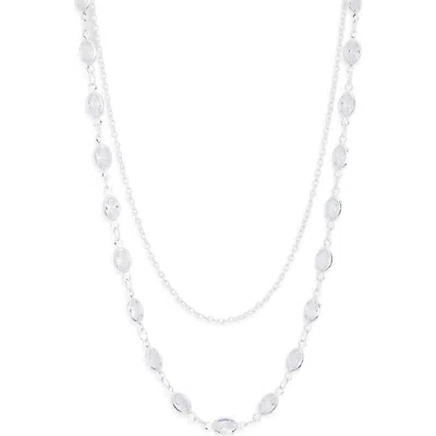 Nordstrom Rack Bezel Stone Layered Necklace In White