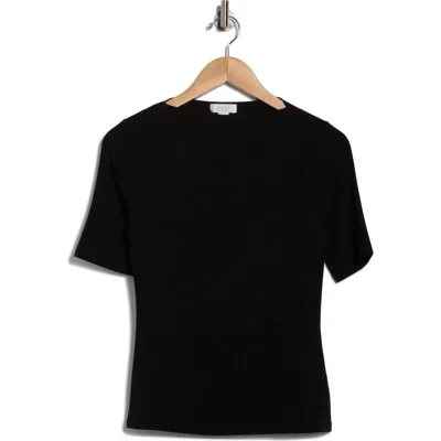 Nordstrom Rack Boat Neck Ribbed T-shirt In Black