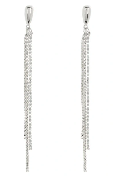Nordstrom Rack Box Chain Fringe Linear Drop Earrings In Silver