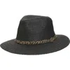 Nordstrom Rack Braided Trim Panama Hat In Black Combo
