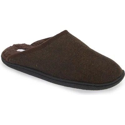 Nordstrom Rack Brock Faux Fur Lined Scuff Slipper In Brown Herringbone