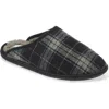 Nordstrom Rack Brock Faux Fur Lined Scuff Slipper In Dark Navy Plaid