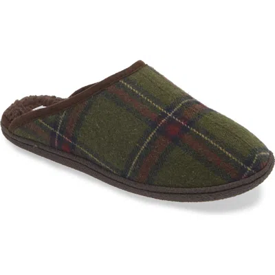Nordstrom Rack Brock Faux Fur Lined Scuff Slipper In Green Plaid