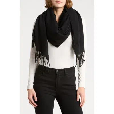 Nordstrom Rack Brushed Herringbone Wrap Scarf In Black