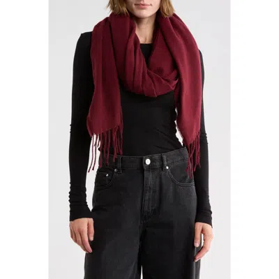 Nordstrom Rack Brushed Herringbone Wrap Scarf In Burgundy