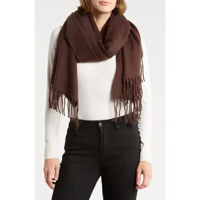 Nordstrom Rack Brushed Herringbone Wrap Scarf In Chocolate Brown