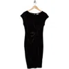 NORDSTROM RACK NORDSTROM RACK CAP SLEEVE TWISTED KNOT VELVET MIDI DRESS
