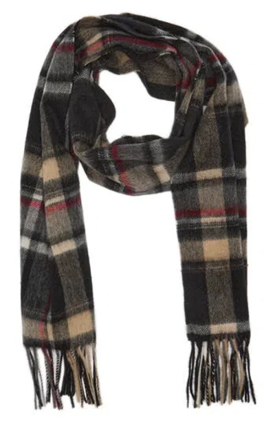 Nordstrom Rack Cashmere Fringe Scarf In Black Multi Plaid