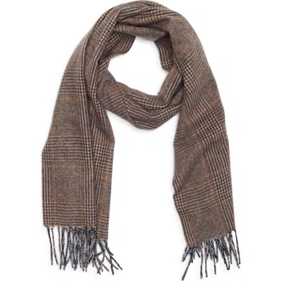 Nordstrom Rack Cashmere Fringe Scarf In Brown Multi Plaid