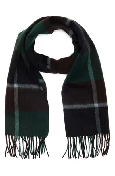 Nordstrom Rack Cashmere Fringe Scarf In Navy-green Plaid