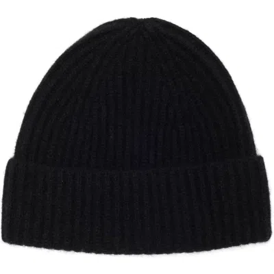 Nordstrom Rack Cashmere Ribbed Beanie In Black