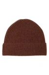 Nordstrom Rack Cashmere Ribbed Beanie In Brown