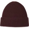 Nordstrom Rack Cashmere Ribbed Beanie In Burgundy