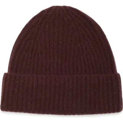 Nordstrom Rack Cashmere Ribbed Beanie In Burgundy