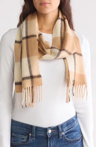 Nordstrom Rack Cashmere Scarf In Camel- Ivory Plaid