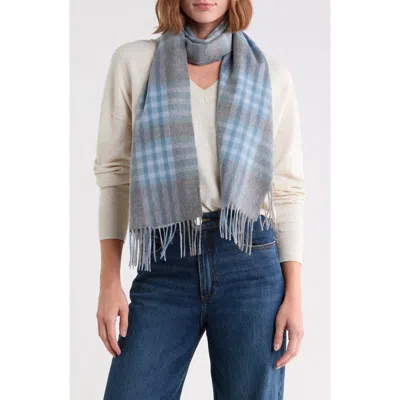 Nordstrom Rack Cashmere Scarf In Frosted Blue Tartan