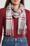 Nordstrom Rack Cashmere Scarf In Grey- Red Plaid
