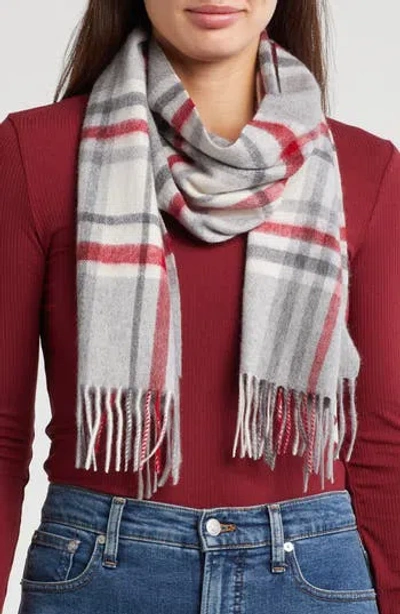 Nordstrom Rack Cashmere Scarf In Grey- Red Plaid